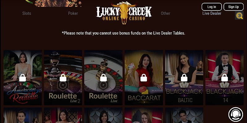 Lucky Creek Casino US - Live Casino