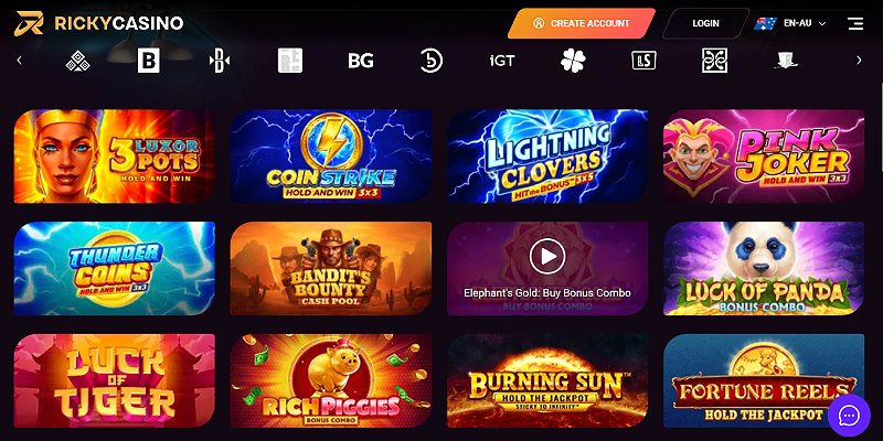 Screenshot showing a vibrant online casino game lobby interface on a mobile device, highlighting game thumbnails and navigation.