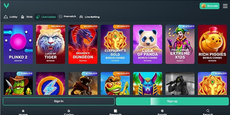 Ricky Casino Interface Preview