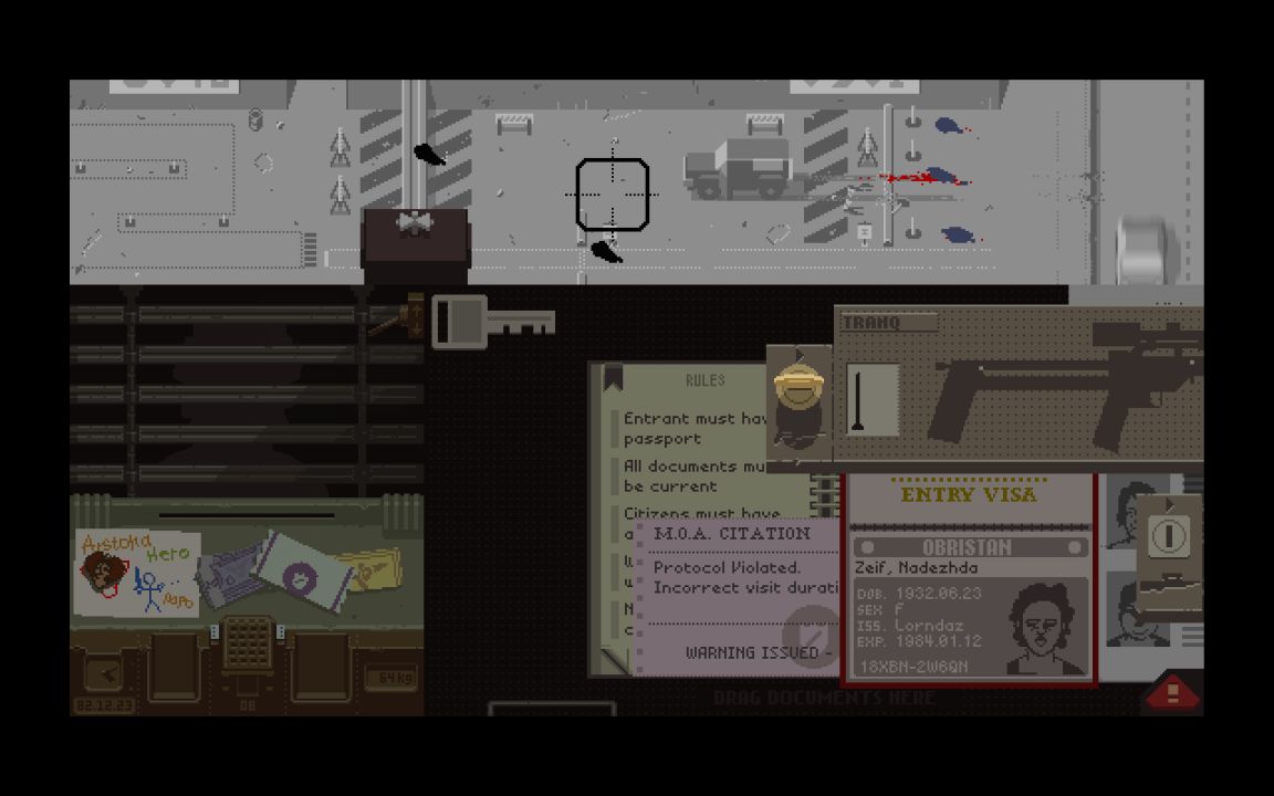 A screenshot from Papers Please showing the interface as the player